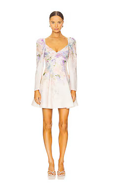 Zimmermann Dawning Puff Sleeve Mini Dress in Multi Hydrangea from Revolve.com | Revolve Clothing (Global)