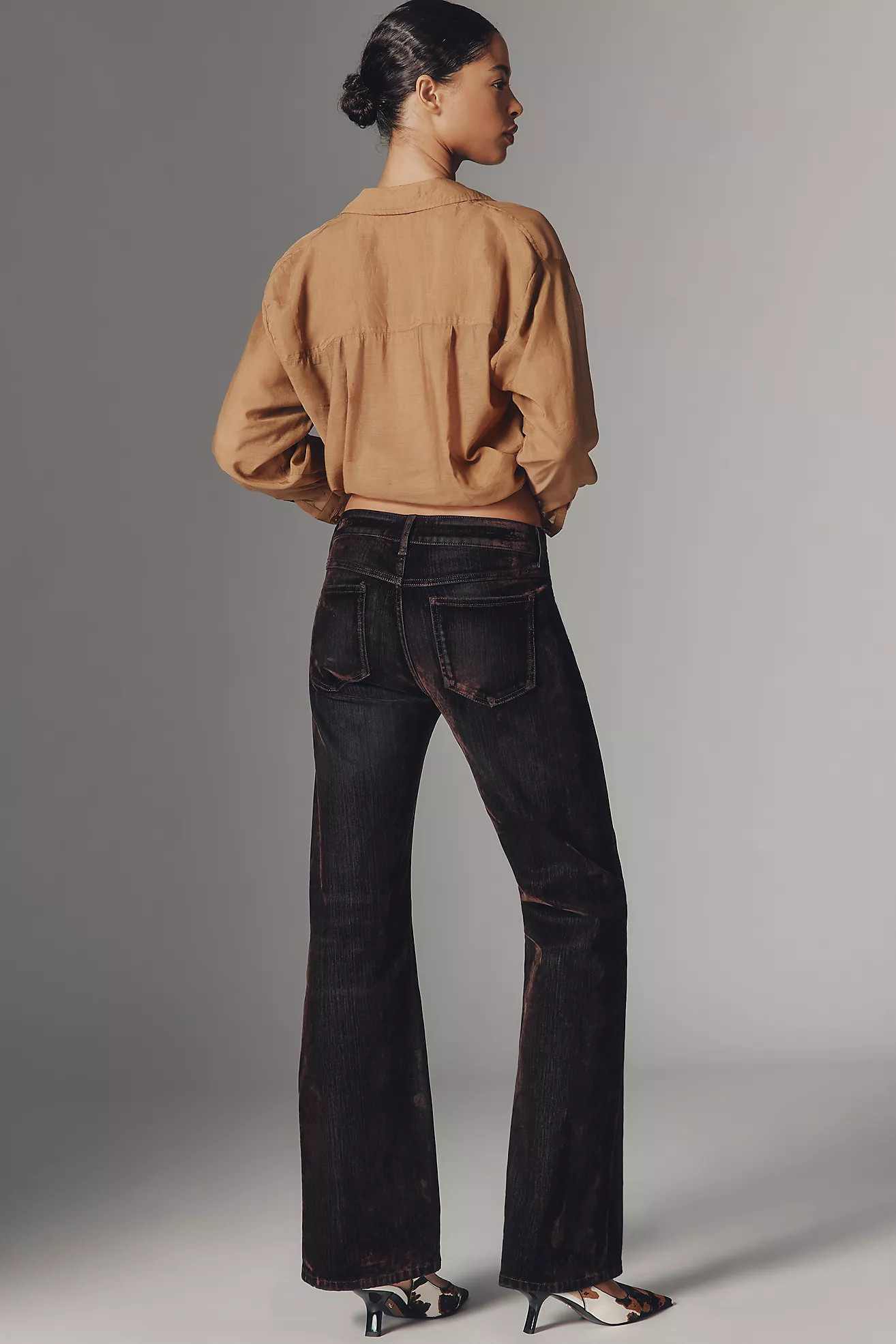 Pilcro Essential Flare Mid-Rise Flocked Jeans | Anthropologie (US)