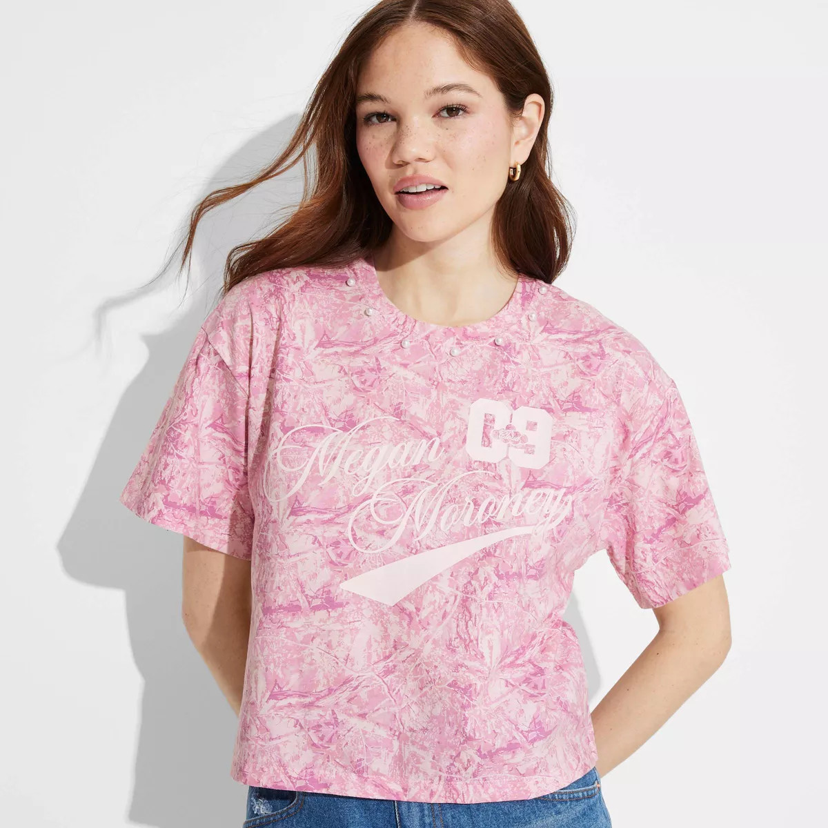 Women's Megan Moroney 09 Short Sleeve Graphic T-Shirt - Pink Camo XS | Target