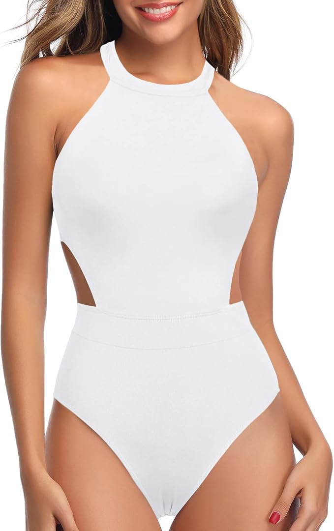 Holipick Women's One Piece Swimsuit Cutout High Neck Bathing Suits Tummy Control Swimwear for Tee... | Amazon (US)