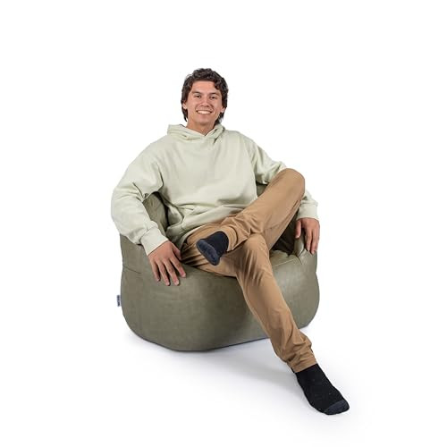 Big Joe Milano w/Vibe Vibrating Massage Bean Bag Chair for Kids, Teens, Adults, Olive Green, Vegan Leather, Lightweight Seat for Reading Nook and Gaming 2.5 Foot Refillable | Amazon (US)