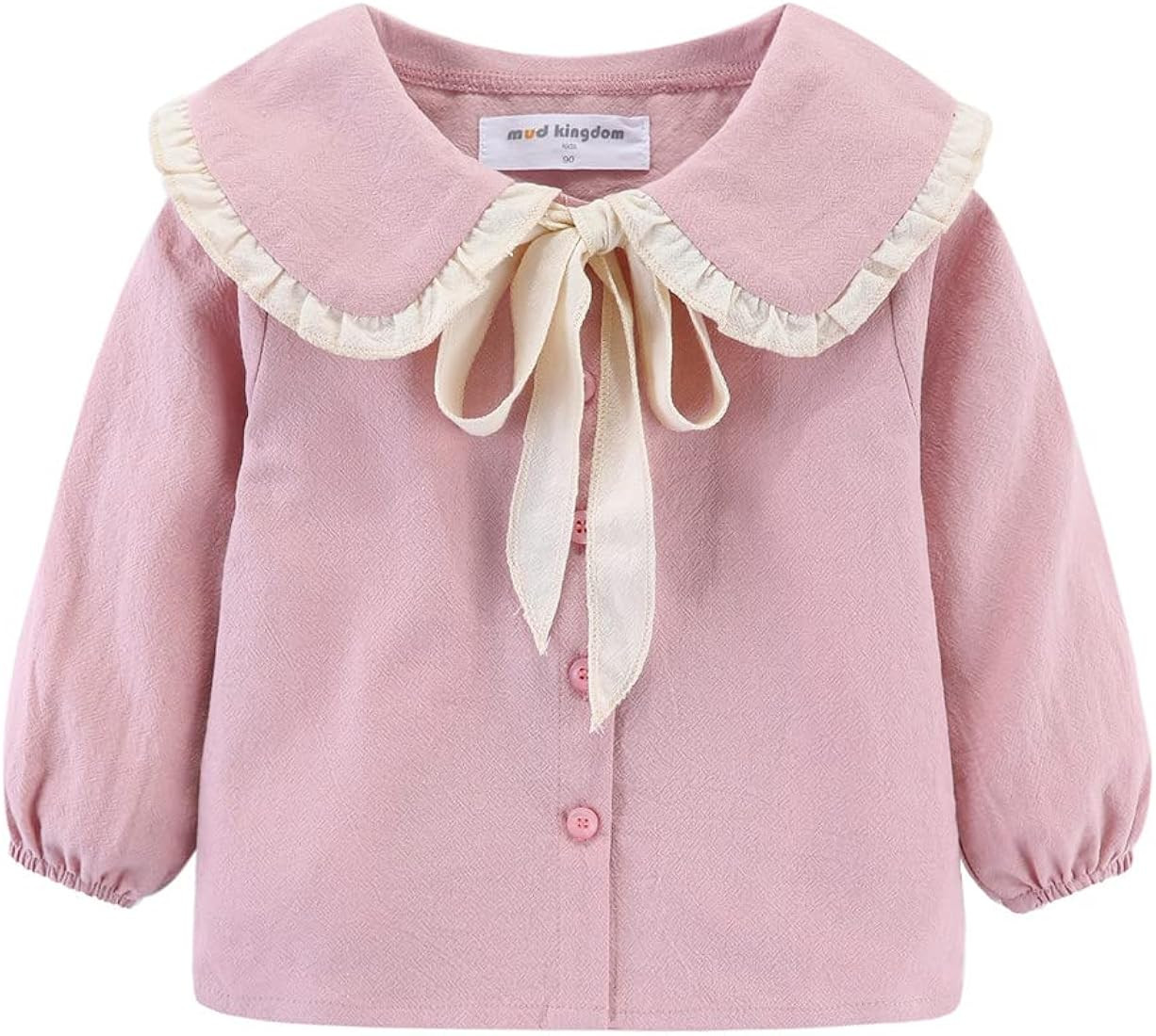 Mud Kingdom Girls Blouse Shirts Spring Fall Long Sleeve Button-Down Top Ruffle Collar | Amazon (US)