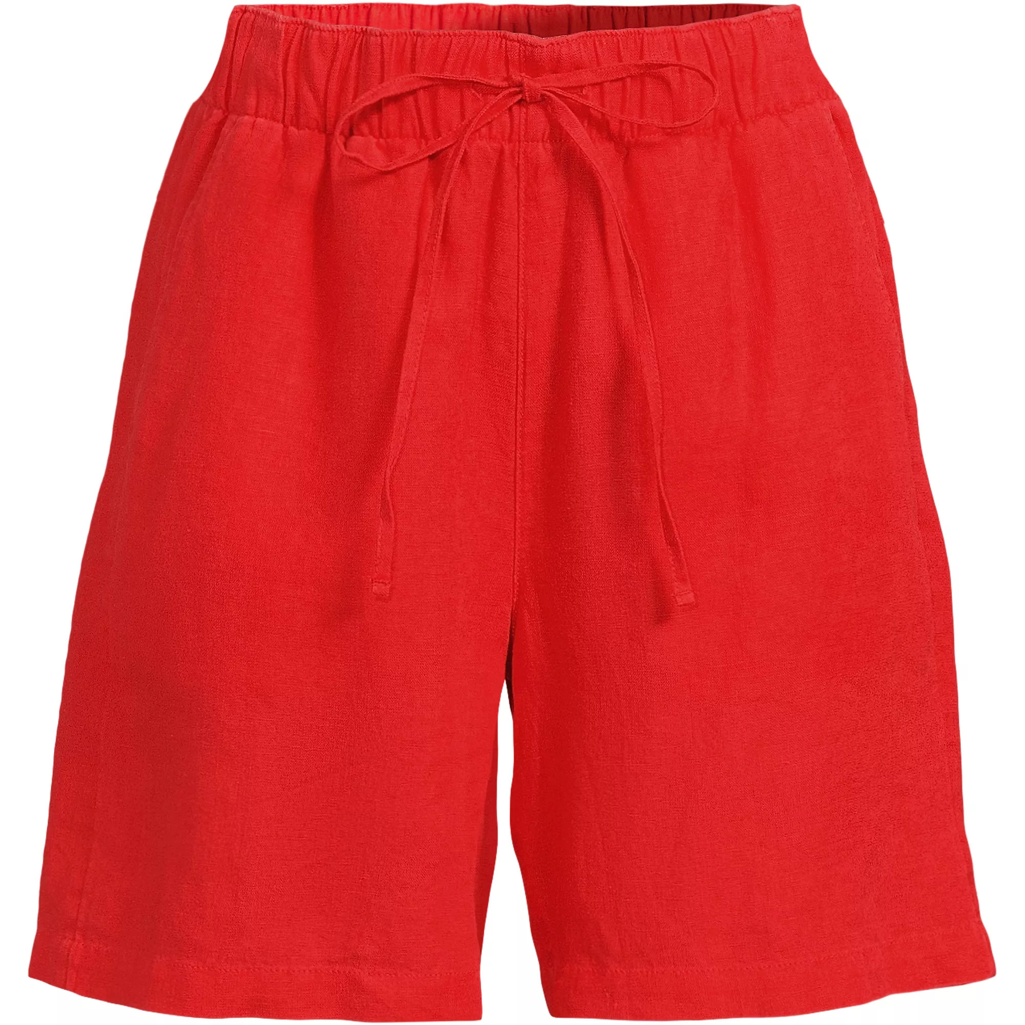 Women's Linen High Rise Pull On 7" Shorts | Lands' End (US)
