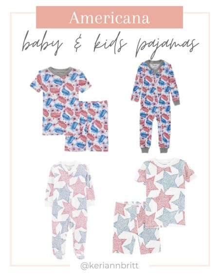 Baby, Toddler & Kids Americana Pajamas 

4th of July pajamas / pjs / Stars and Stripes / carters pajamas / Burt’s bees pajamas / patriotic pajamas / usa / American flag pajamas 

#LTKkids #LTKSeasonal #LTKbaby