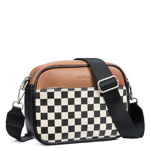 CLUCI Checkered Crossbody Bag for Women,Vegan Leather Shoulder Handbags,Purses for Women with Adjustable Wide Strap | Amazon (US)