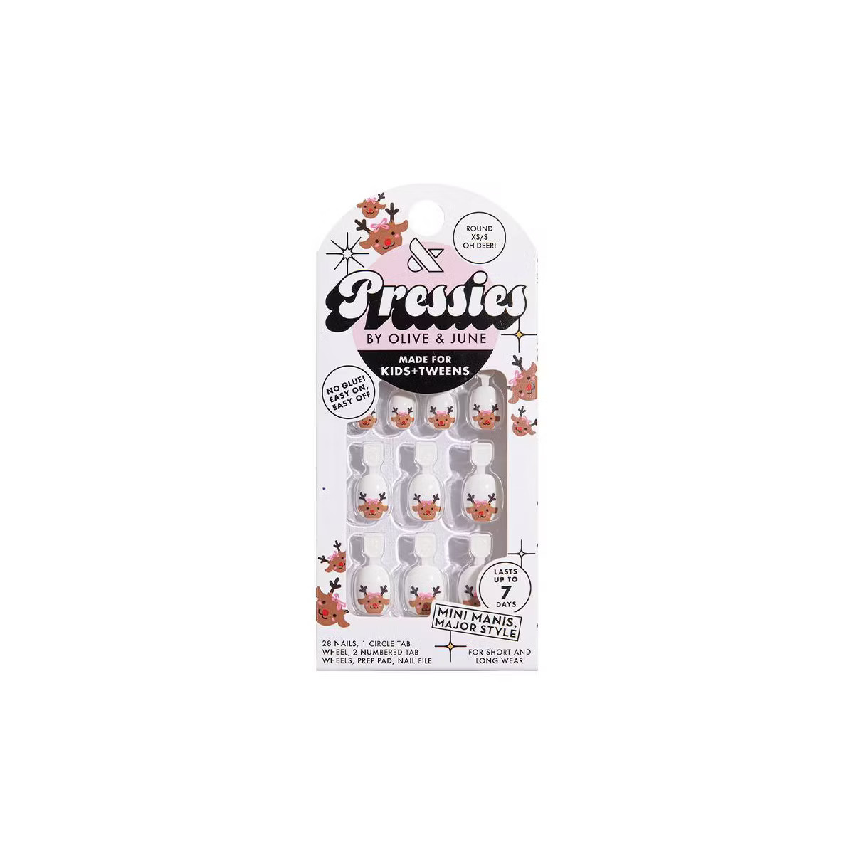 Olive & June Pressies Fake Nails - XS Round - Oh Deer! - 28ct | Target