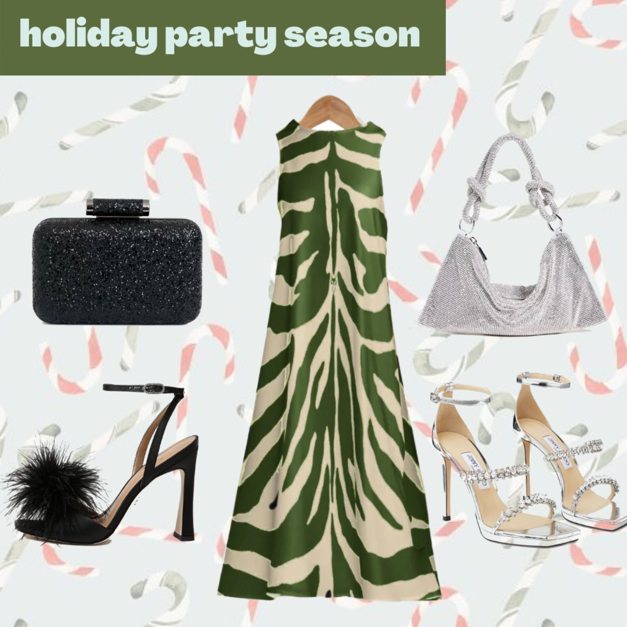 Holiday Green Party dress - black feathers, silver rhinestones, black glitter, zebra dress
Holiday, Christmas, black tie, formal event, wedding  

#LTKSeasonal #LTKHoliday #LTKstyletip