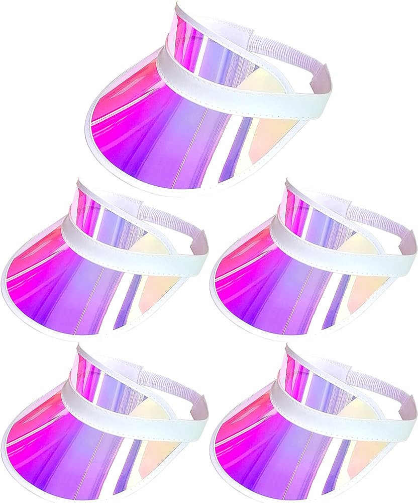 5 Pack Sun Visor Hats Women Clear Colorful Party Outdoor Sports Beach Golf Cap | Amazon (US)