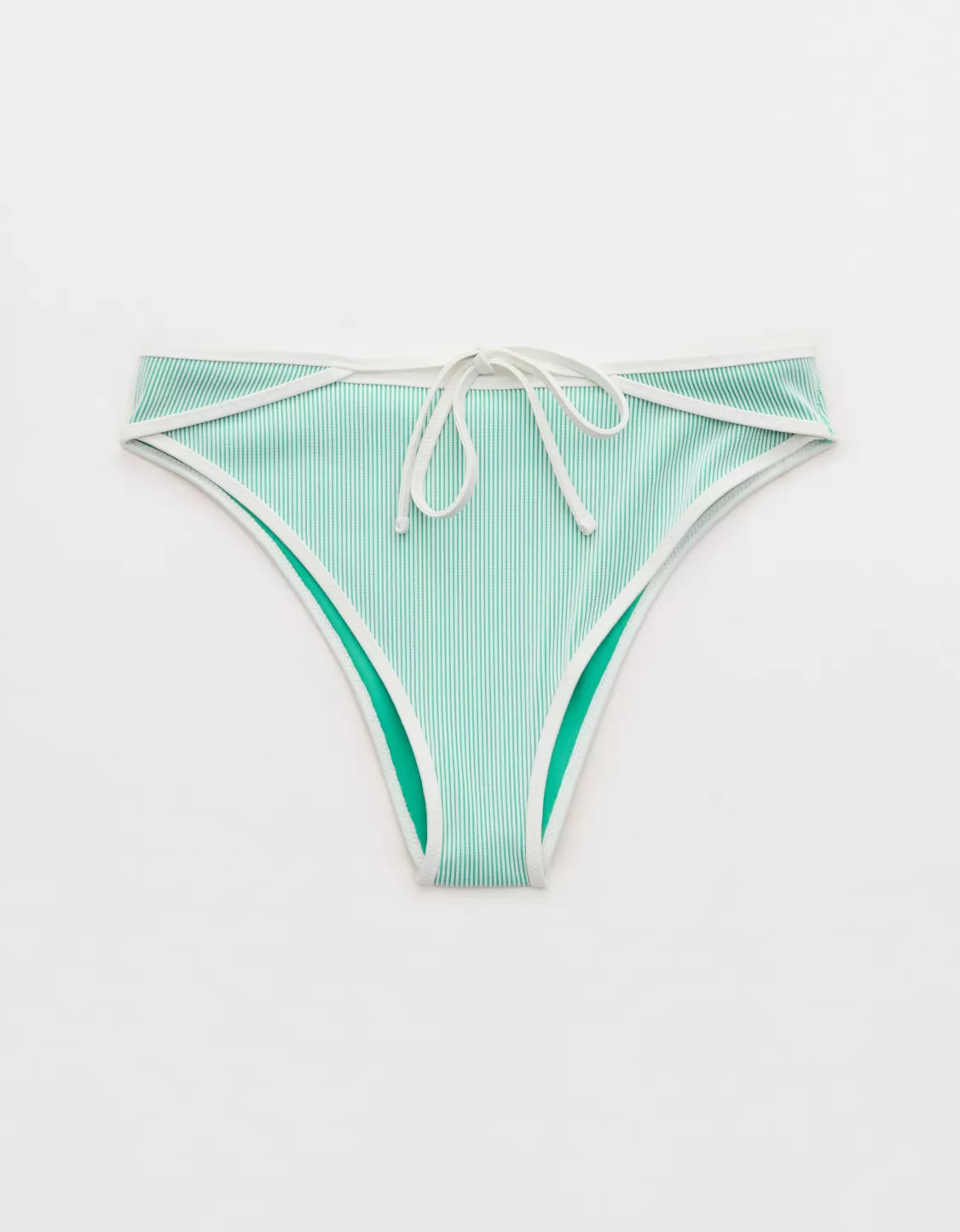 Aerie Ribbed High Cut Mid Rise Cheeky Bikini Bottom | Aerie