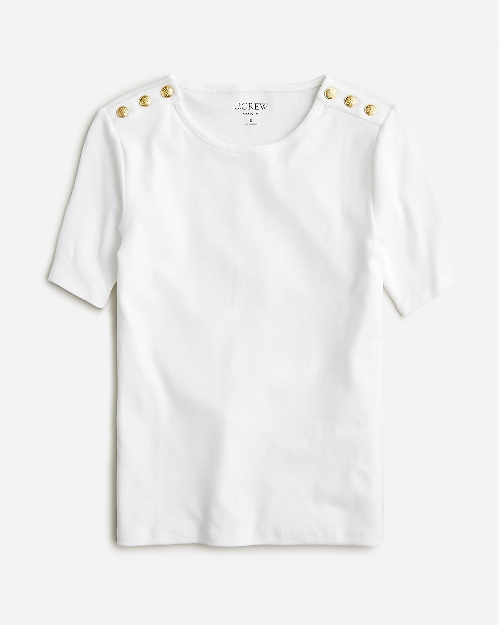 Perfect-fit elbow-sleeve T-shirt with buttons | J. Crew US