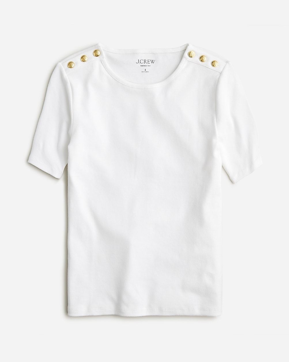 Perfect-fit elbow-sleeve T-shirt with buttons | J.Crew US