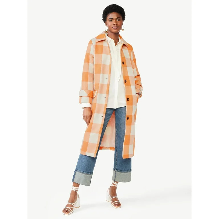 Scoop Women's Gingham Car Coat, Sizes XS-XXL | Walmart (US)