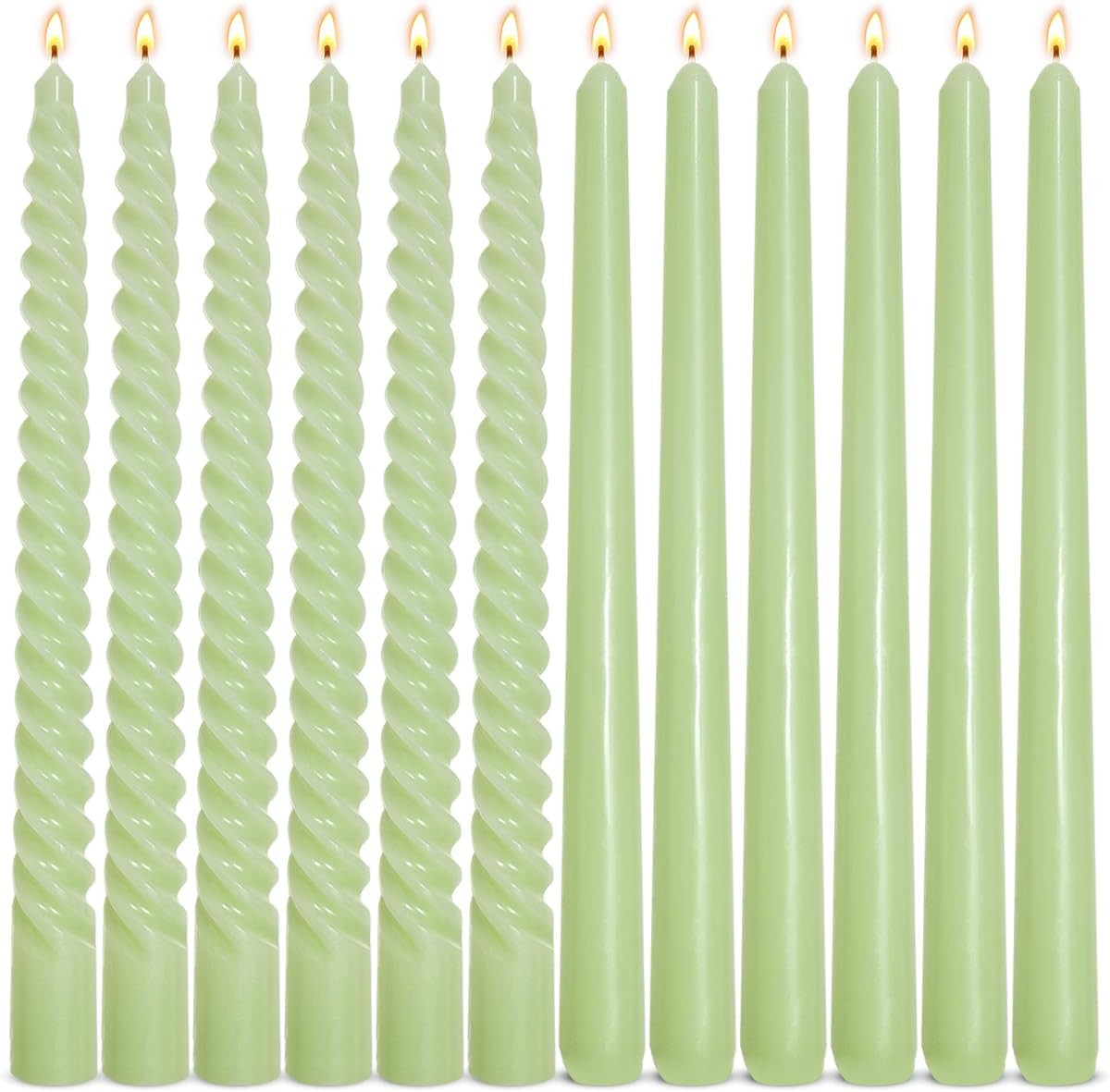 6 Pack Sage-Green Taper Candles and 6 Pack Spiral Candles Set – 10 Inch Elegant Dripless Candle... | Amazon (US)