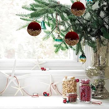 Algado 4Pcs Red Christmas Balls Ornaments, 3inch Shatterproof Glitter Sequin Foam Balls with Pear... | Amazon (US)