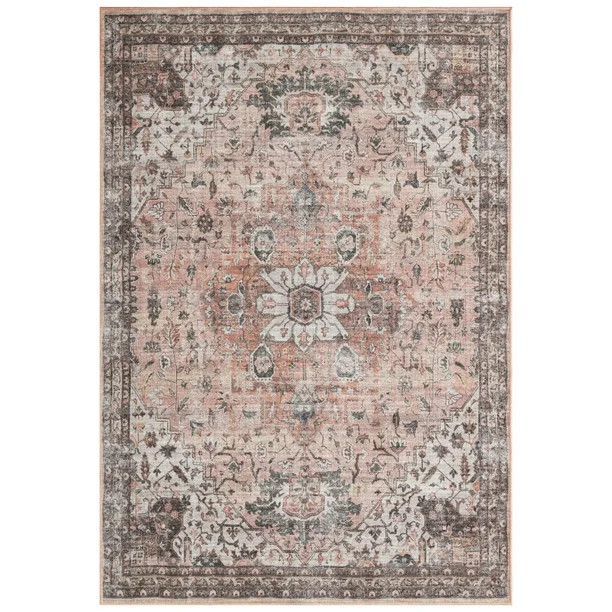 Everwash Callaghan Esther Bohemian Medallion Machine Washable Area Rug 6'6"x9'2", Rust - Walmart.... | Walmart (US)