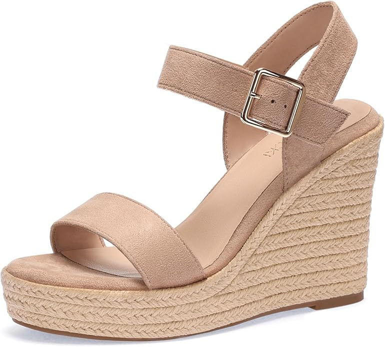 VICKI·VICKI Women's Platform Sandals Wedge Ankle Strap Open Toe Sandals | Amazon (US)