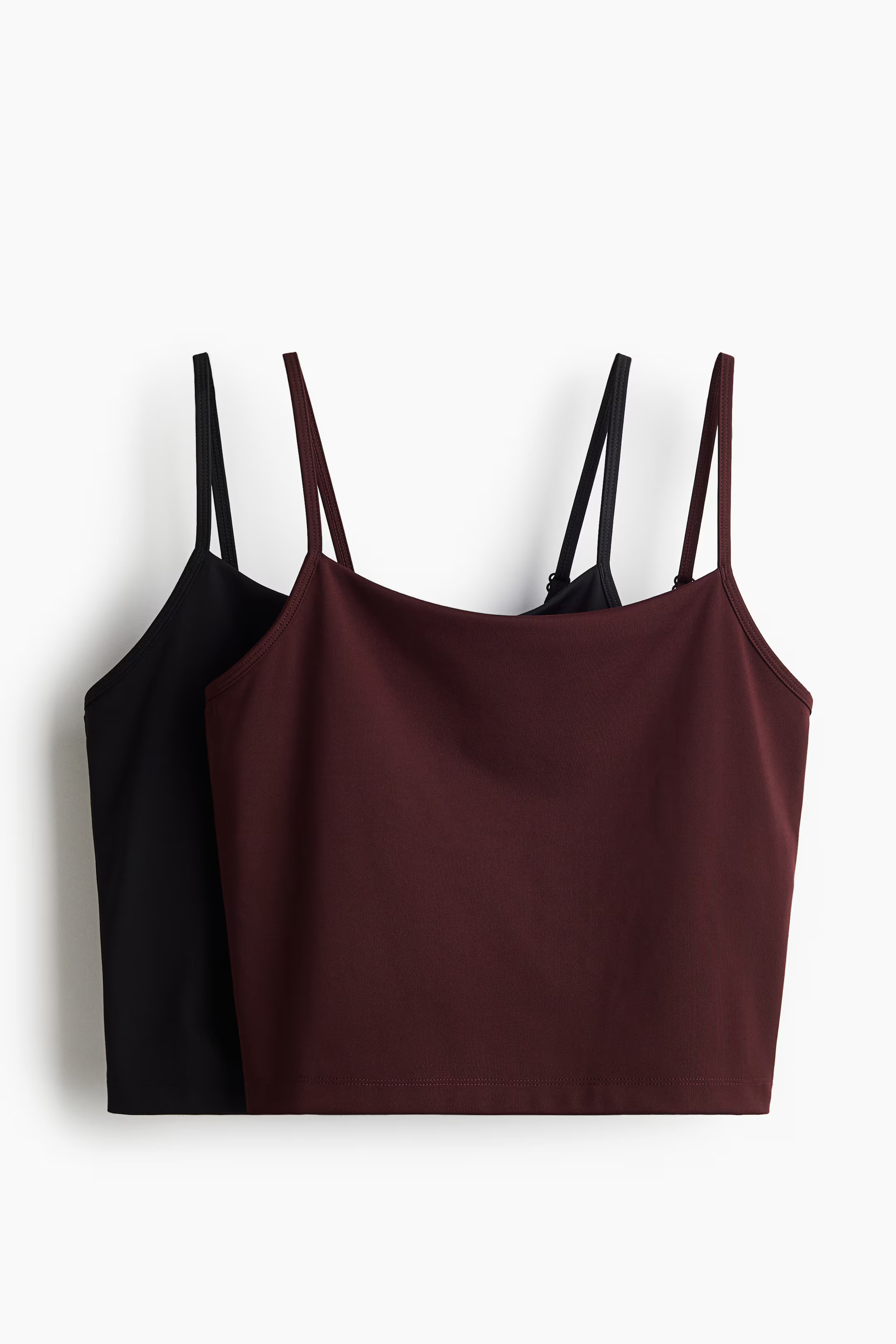 2-pack Shelf-bra Sports Tops - Dark red/black - Ladies | H&M US | H&M (US + CA)