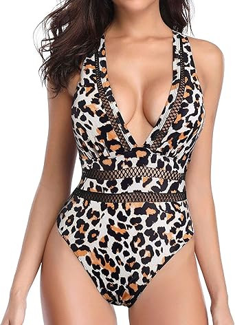 Tempt Me Women One Piece Swimsuit Sexy Plunge V Neck Bathing Suit Hollow Out Monokini | Amazon (US)