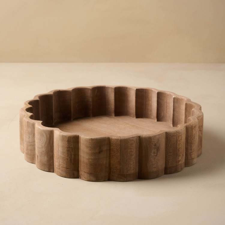 Antiqued Wood Scalloped Tray | Magnolia