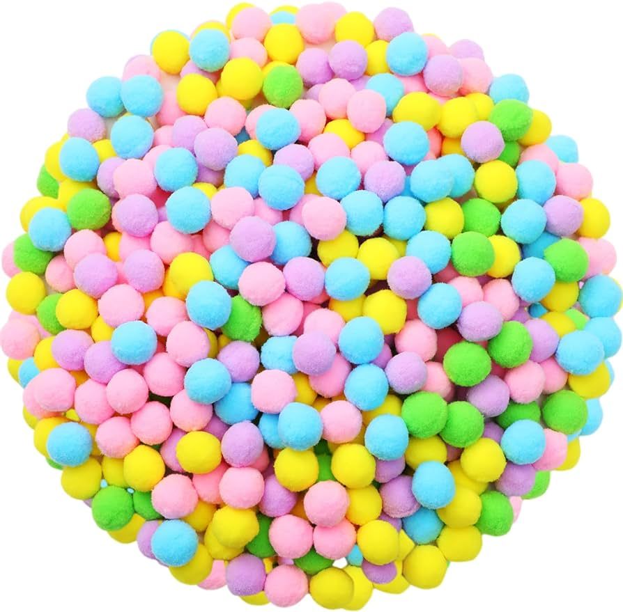 500 Pcs 1 Inch Pom Poms 2.5 cm Mini Puff Craft Pom Poms Balls Small Fuzzy Balls Multicolor Assort... | Amazon (US)