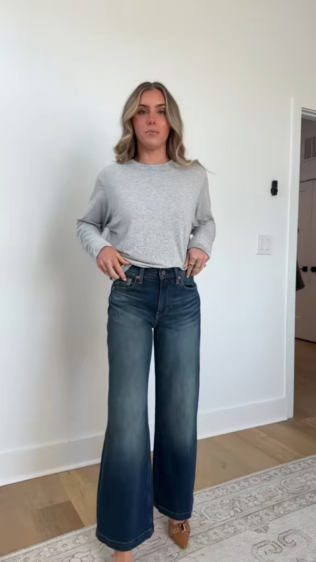 Gap high rise denim jeans size 24 or 00. A fitted waist on top of our signature wide leg.

Fit: Fitted in the waist & hips with a full-length, relaxed wide leg. This jean has a loose fit – size down for a slimmer fit.
Fabric: 99% Regenerative Cotton, 1% Stretch. ​
Stretch: Low Stretch Jeans. Our most comfortable authentic denim. Holds you in at the hips & waist but feels easy everywhere else.
Rise: High Rise Jeans.
Look: A semi-fitted five-pocket jean in a vintage dark tint.
Details: Zip fly & five-pocket styling.
Responsibly Made: This pair of jeans is part of our water-saving Washwell program. Compared with conventional wash methods, Washwell uses at least 20% less water.
More Sustainable Cotton: Made with 99% regenerative cotton which is grown using holistic agricultural practices that improve soil health, climate resilience, water retention, and local biodiversity.

#LTKSeasonal #LTKSaleAlert #LTKootd