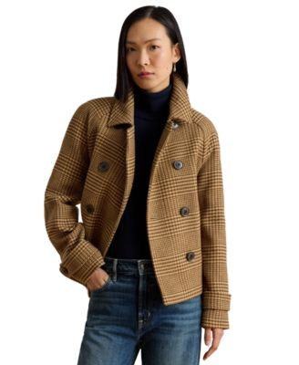 Lauren Ralph Lauren Women's Collared Coat - Cammel cognac check | Macy's