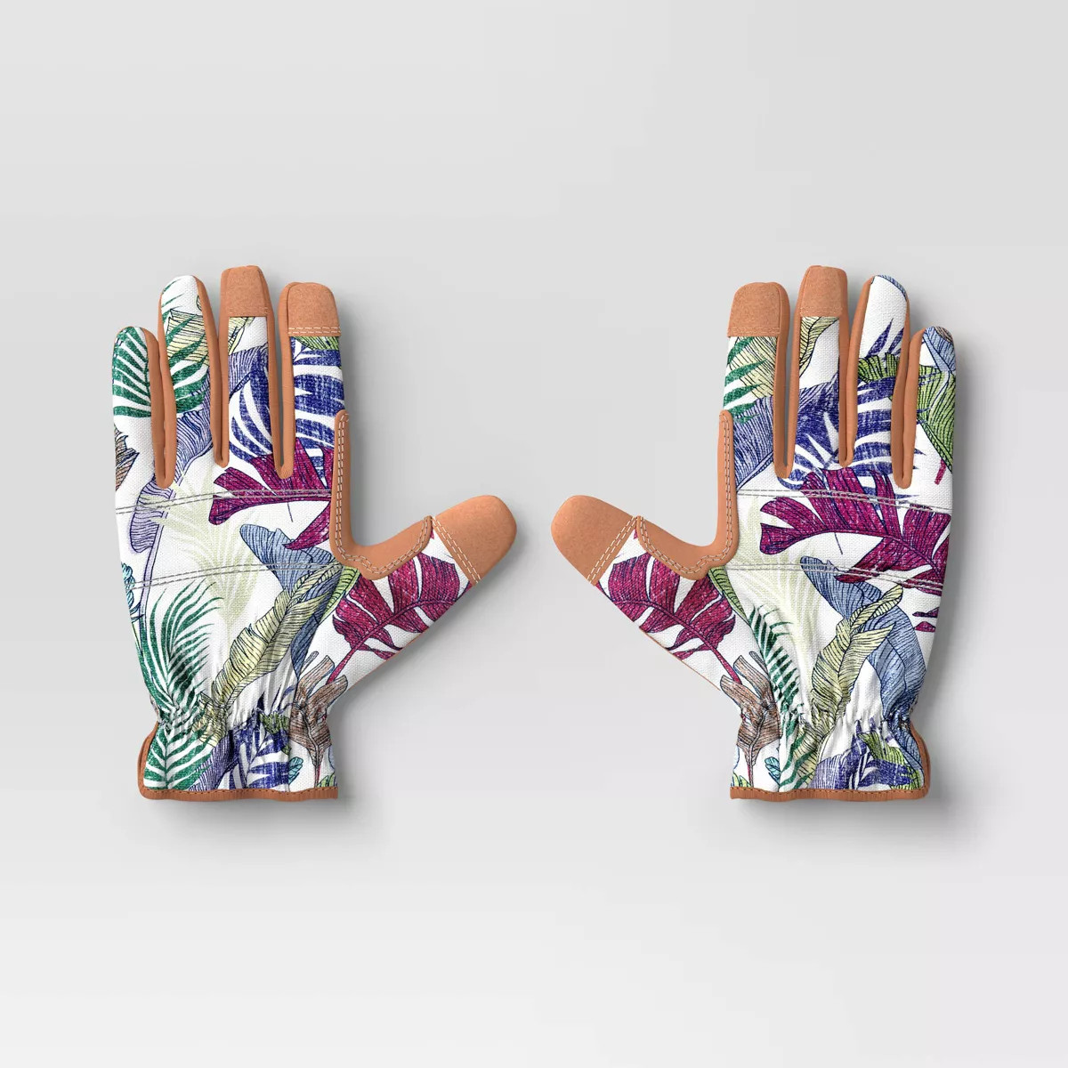 Outdoor Patio Duck Canvas Work Gloves Medium/Large Floral Ivory - Threshold™ | Target