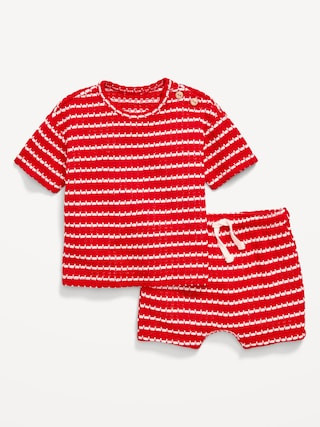 Short-Sleeve Crochet-Knit Top and Shorts Set for Baby | Old Navy (US)