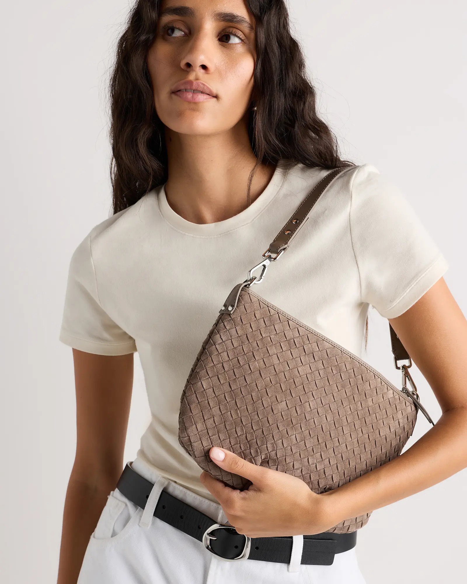 Sloane Suede Handwoven Mini Shoulder Bag | Quince