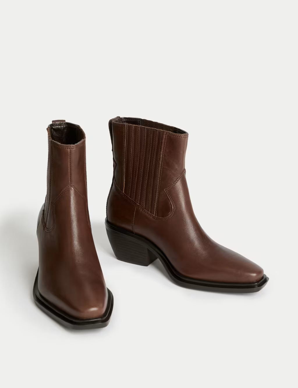 Leather Cowboy Block Heel Boots | Marks & Spencer (UK)