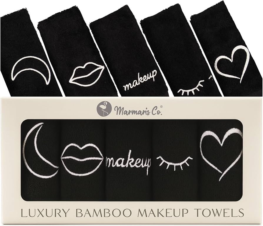 Luxury Black Makeup Washcloths for Face, 5-Pack Makeup Towels Face Washcloth, Viscose from Bamboo... | Amazon (US)
