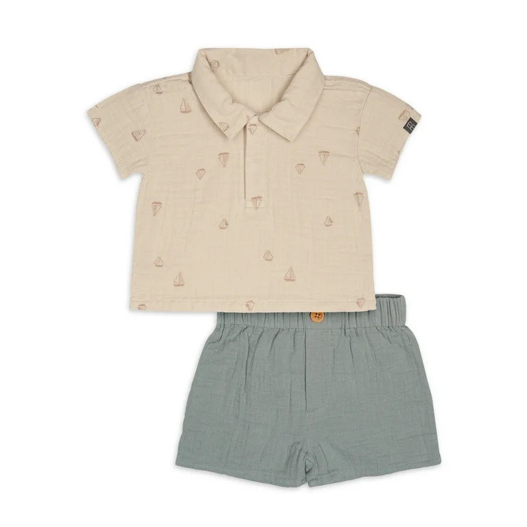 Modern Moments by Gerber Baby Boy Short Sleeve Top and Short Outfit Set, Sizes 0/3 Months - 24 Mo... | Walmart (US)