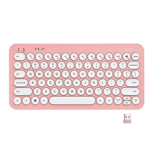 onn. Mini Compact Wireless Office Keyboard USB Receiver, 78 Keys, Pearl Blush Pink | Walmart (US)