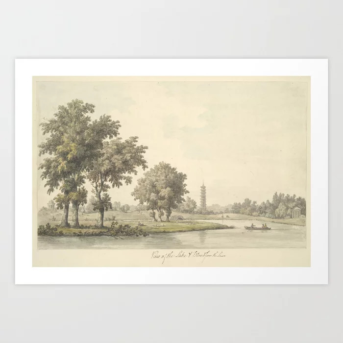 View of the Lake and the Island from the Lawn at Kew Art Print | Society6