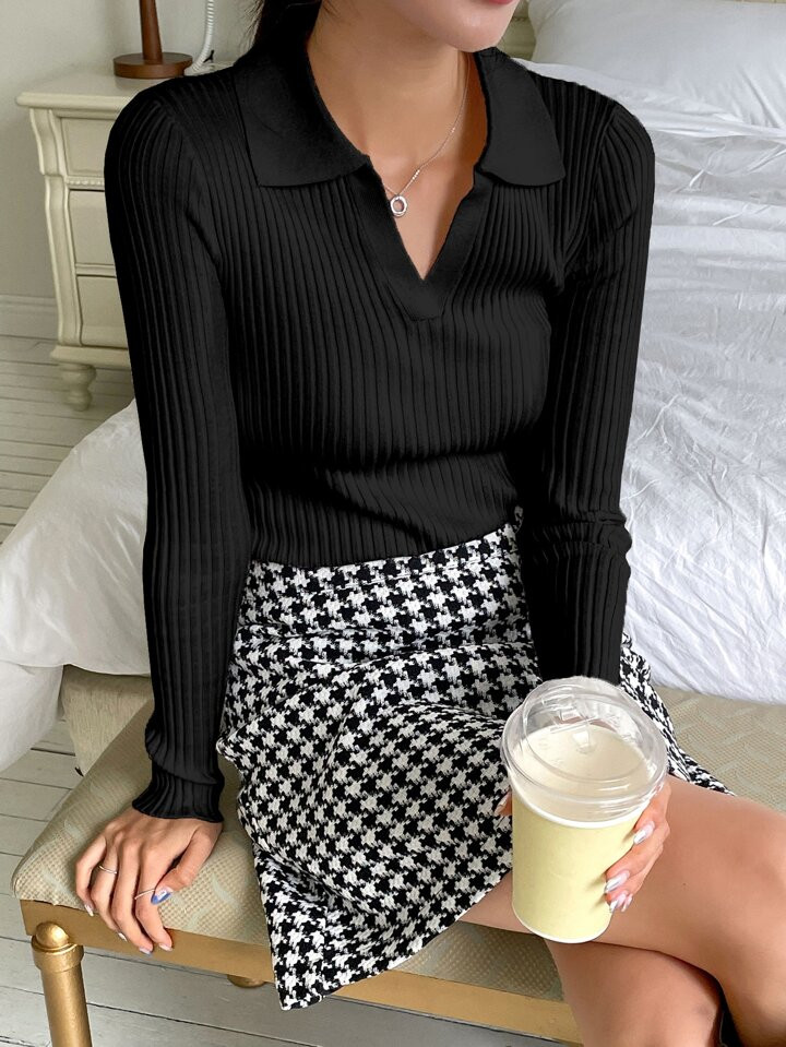 DAZY Solid Ribbed Knit Sweater | SHEIN