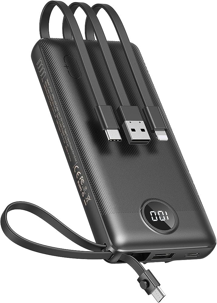 VEEKTOMX Portable Charger with Built in Cables 10000mAh, USB C Power Bank for iPhone, Small Trave... | Amazon (US)