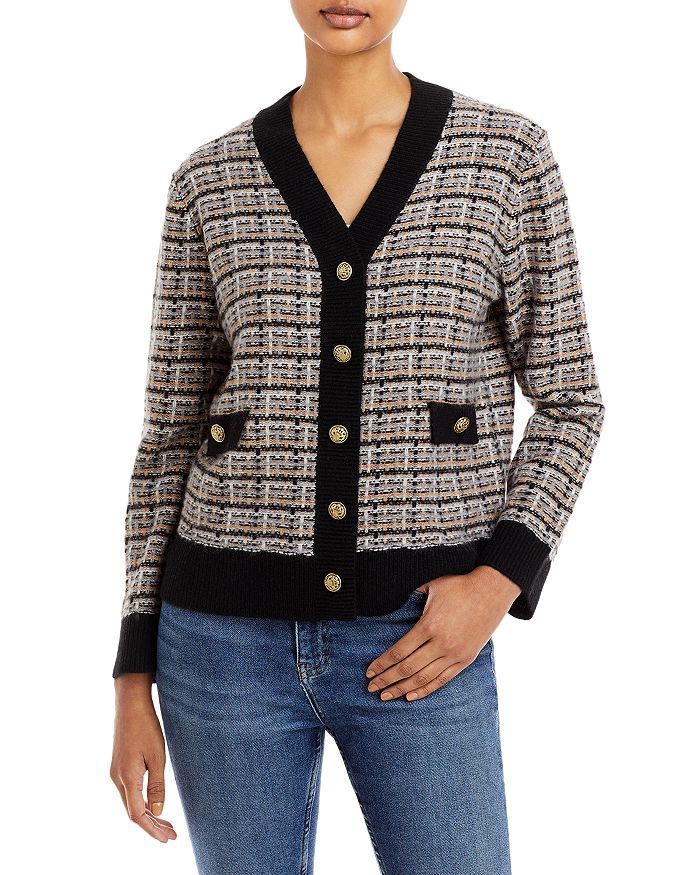 Tweed Contrast Trim Cashmere Cardigan - 100% Exclusive | Bloomingdale's (US)