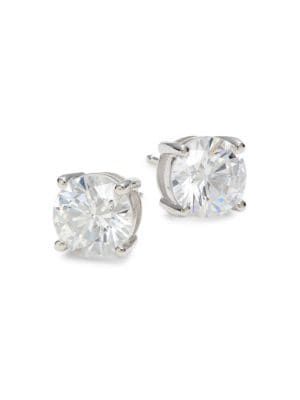 Platinum-Plated Sterling Silver & Simulated Diamond Stud Earrings | Saks Fifth Avenue OFF 5TH