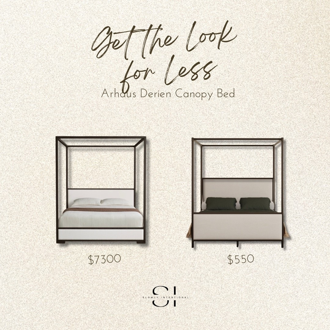 You can finally get that high end bedroom look for way less than the designer price tag! This moodboard shows how to score a stunning upholstered canopy bed that looks just like the Arhaus Darien without spending thousands. I am obsessed with how this $550 find brings all the luxury vibes to your space while keeping your budget totally in check! I think it looks better too! #arhausdupe

#LTKHome