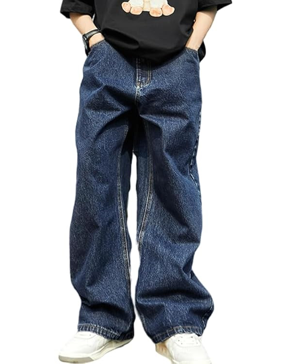 Baggy Jeans Plain Pants Wide Leg Loose Fit Jean | Amazon (US)