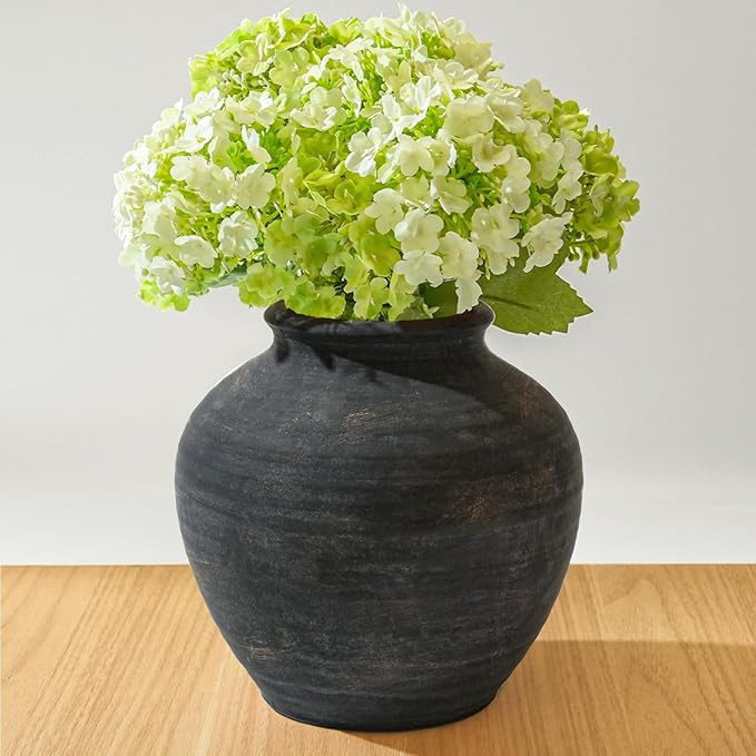Ceramic Flower Vase Home Decor, 6.2 inch Farmhouse Rustic Vintage Decorative Vases, Pottery Terra... | Amazon (US)