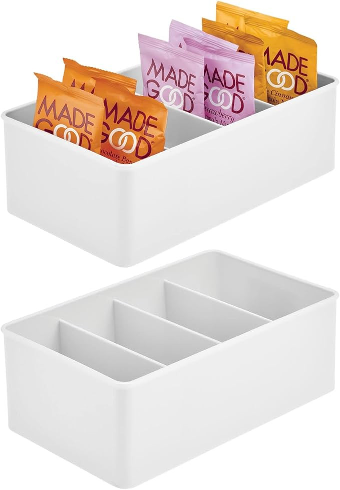 mDesign Plastic Food Storage Organizer Bin Box Container - 4 Compartment Holder for Packets, Pouc... | Amazon (US)