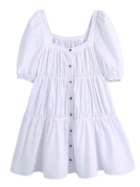 'Sammi' Square Neck Buttoned Dolly Dress | Goodnight Macaroon