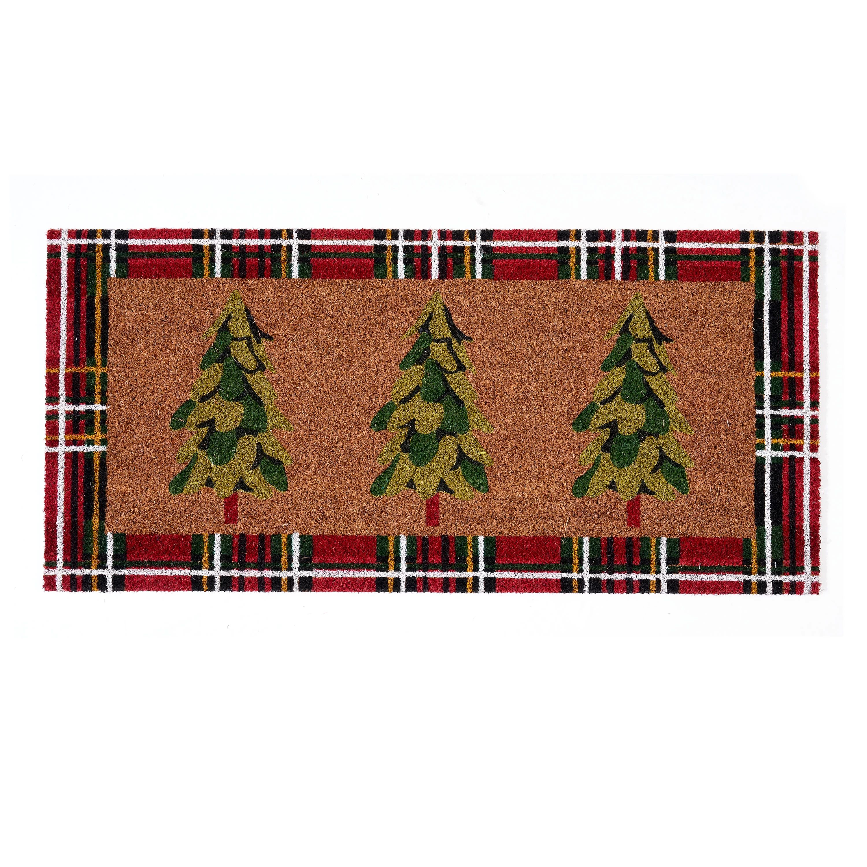 Mainstays Holiday Indoor and Outdoor Christmas Tree and Plaid Door Mat, 18” x 30” – 1 Piece... | Walmart (US)