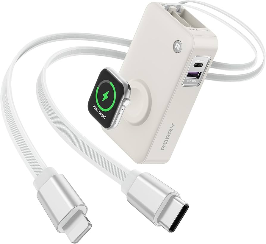 RORRY Portable Charger, 10,000mAh 30W Fast Charging Power Bank with Built-in Retractable Cables, ... | Amazon (US)