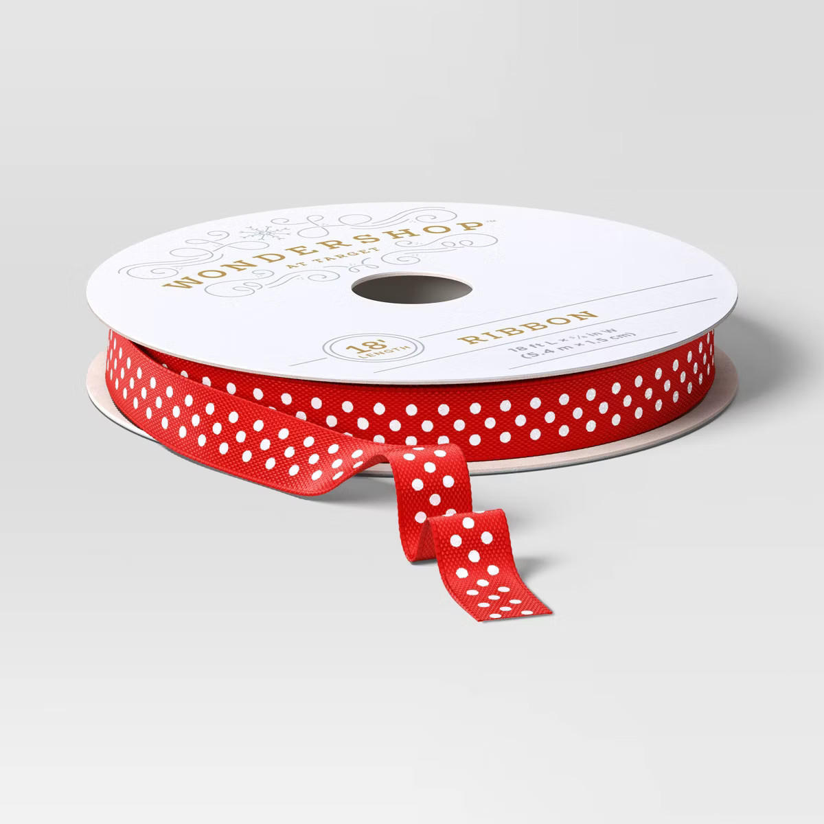 18' Christmas Grosgrain Ribbon White Dots on Red - Wondershop™ | Target