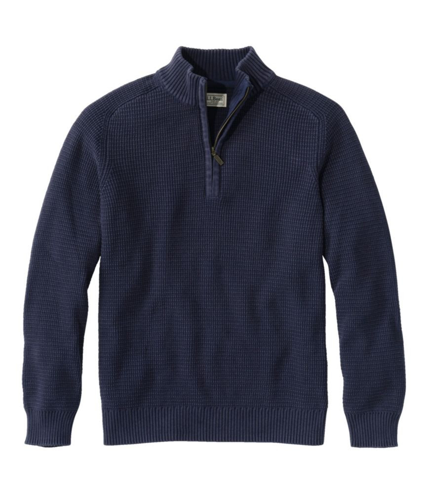 Men's Textured Washed Cotton Sweaters, Quarter-Zip | Sweaters at L.L.Bean | L.L. Bean