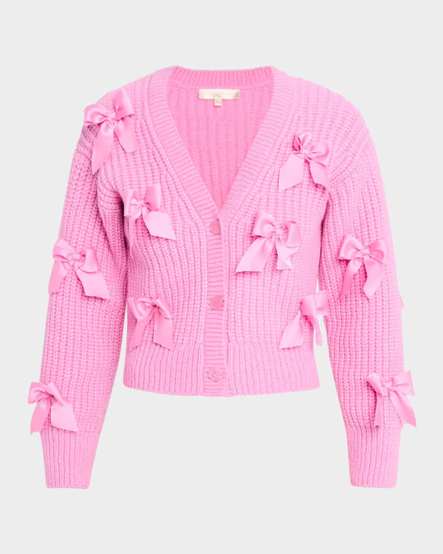 LoveShackFancy Ashtan Alpaca Bow-Embellished Cardigan | Neiman Marcus