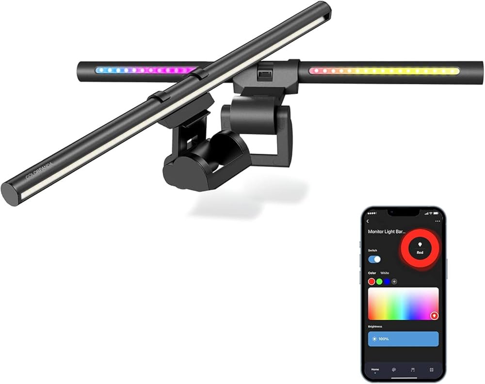 RGB Monitor Light Bar, LED Dual Light Source Adjustable Cool Mix Warm Light Color Temperature Eye... | Amazon (US)
