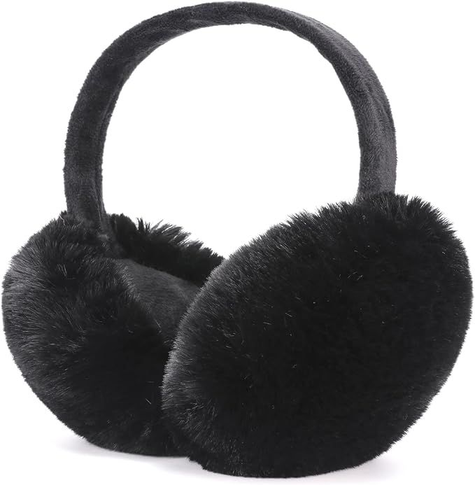 Ear muffs For Winter Women Faux Fur Foldable Earmuffs Cute Outdoor Warm Ear Warmers | Amazon (US)